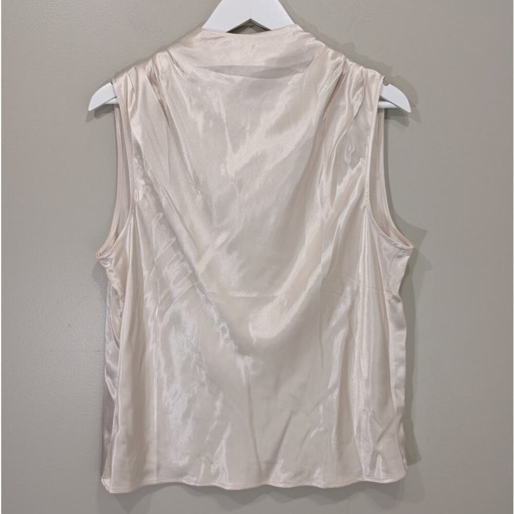 Rails Kaleen Satin Top Sleeveless Mock Neck Ivory Capsule Old Money Feminine L